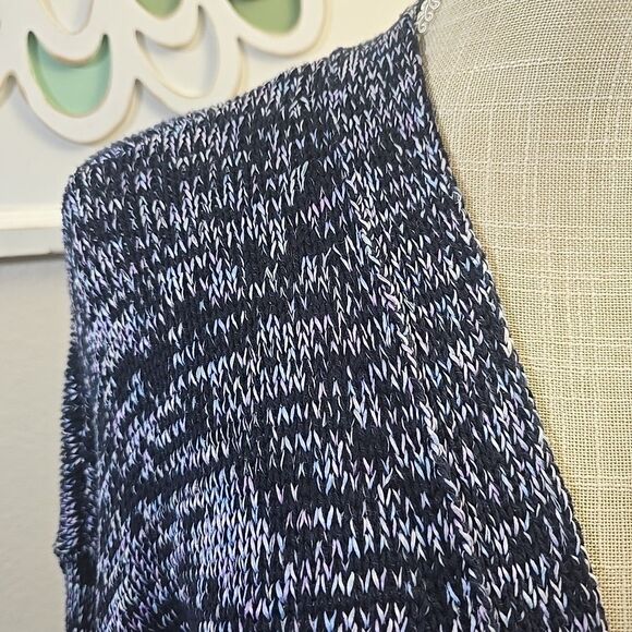 Oprah Magazine for Talbots Cardigan M Long Knit Tie Sweater Heather Blue Pockets - Picture 10 of 10